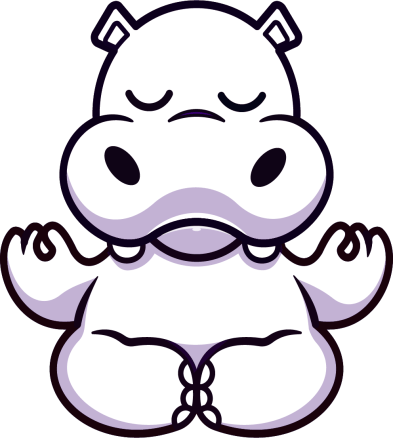 Meditating hippo mascot